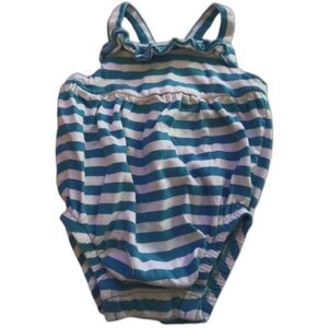 baby Gap Blue & White Striped Sleeveless Romper 0-3 Months